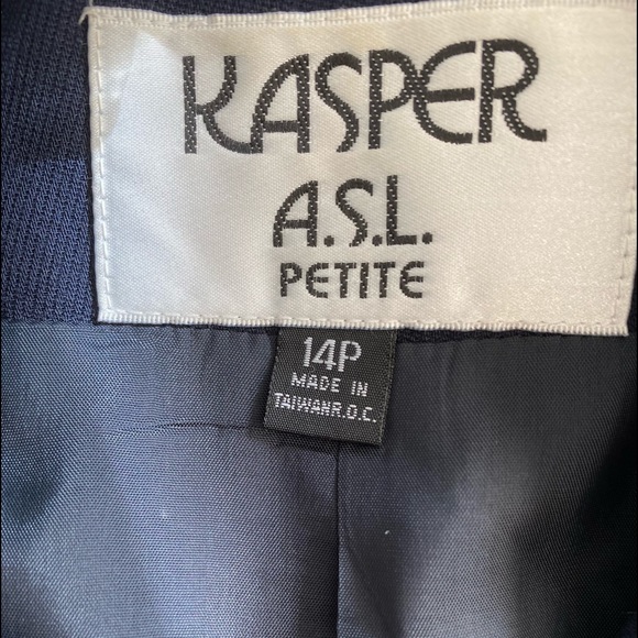 Vintage KASPER A.S.L Petite Navy Button Front Blazer Excellent Cond!! size 14P - Picture 5 of 6